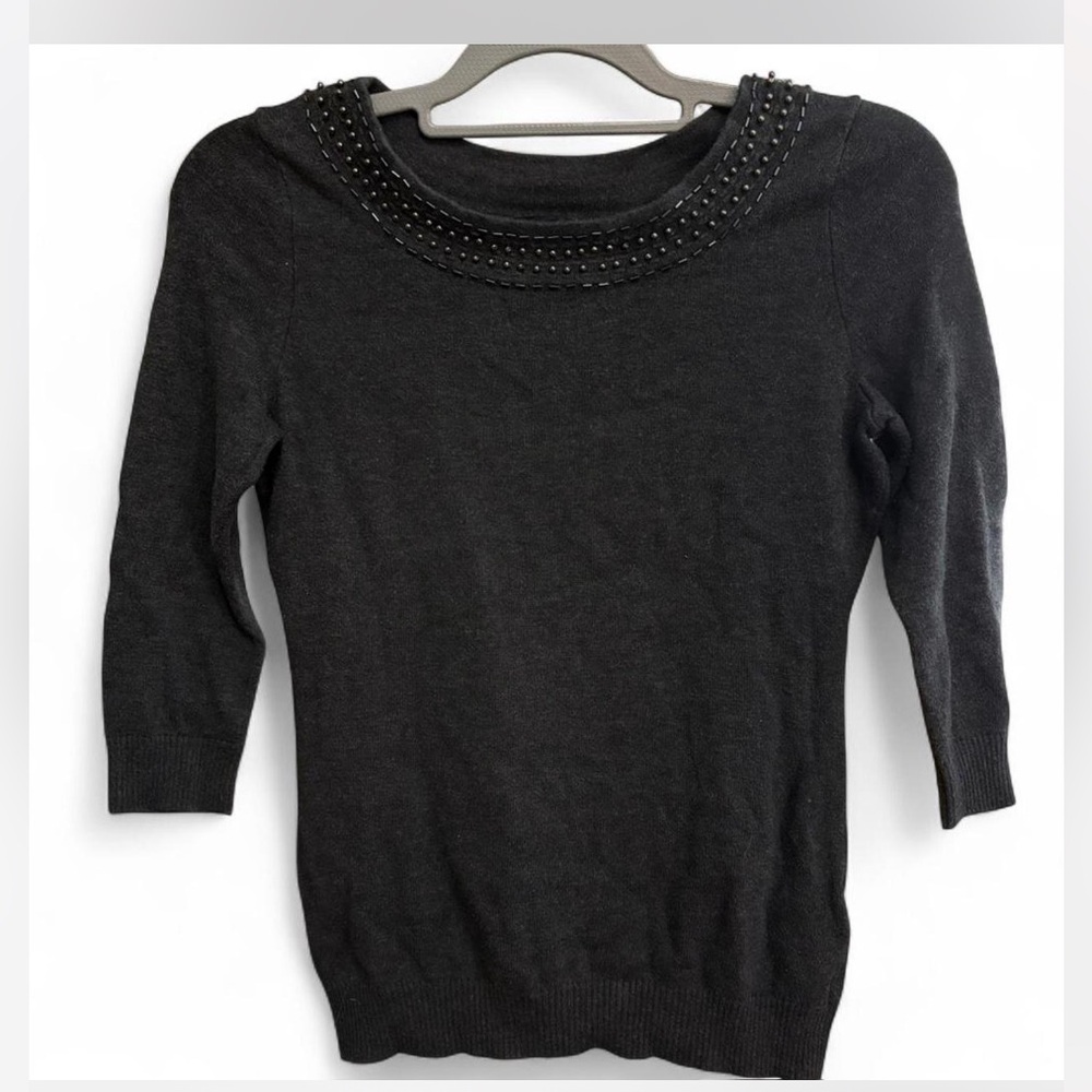 Banana Republic dark gray Beaded Neck Sweater